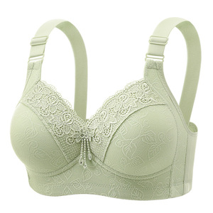 Soutien-gorge grande taille uni en dentelle brodée, dos élégant, push-up, sans armatures, bonnet fin et couvrant, fermeture <span class=keywords><strong>à</strong></span> quatre rangées de crochets, maintien latéral - Product Image 5
