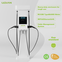 Borne de recharge murale AC rapide pour VE, 7kW*2, Type 2, double connecteur, RFID, Plug & Play, avec socle en tôle et gestion de câbles intégrée