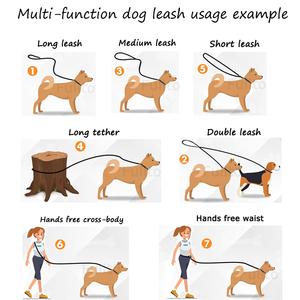 Lederne Freihand-Hundeleine zum Tragen an der Taille, geeignet für kleine, mittelgroße und große Hunde, verstellbare, robuste Hundeleine zum Spazierengehen - Product Image 6