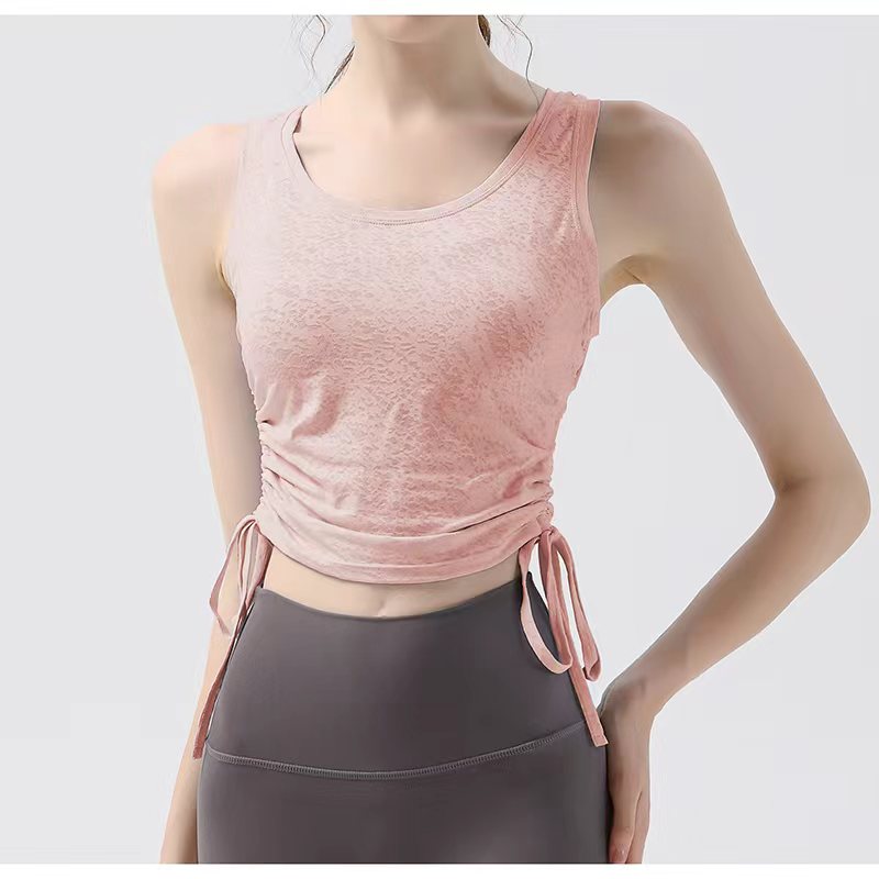 Women's Yoga Vest Sports Top with Chest Pad Breathable Lightweight Plus Size V-Neck Skinny Fit