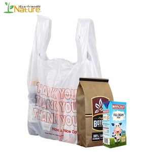 Eco friendly compostable biodegradable supermarket thank <span class=keywords><strong>you</strong></span> shopping recyclable plastic t shirt bags - Product Image 5