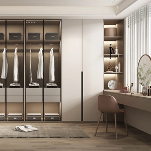 Muebles de Dormitorio Modernos, Armario de Madera con Luces LED, Estilo Hotel, Combinación de Almacenamiento y Tocador con Diseño Ensamblado - Product Image 6