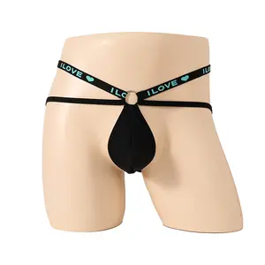 Đàn ông Châu Âu Mỹ sexy thong treo đàn hồi Pouch trong suốt của người đàn ông t-pant sexy Boxer Briefs G-string