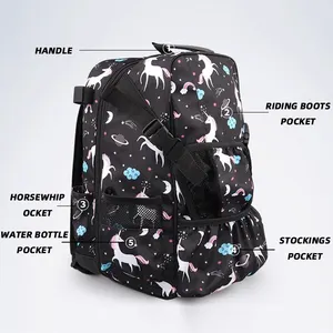 Mochila ecuestre impermeable duradera para montar a caballo con bolsa con compartimento para casco para hombres y mujeres