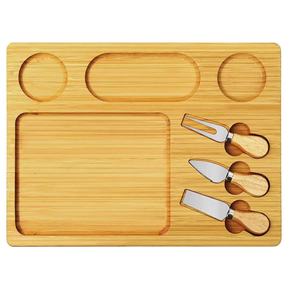 Bamboo <b>Cheese</b> Board With <b>Knives</b> And Forks <b>Set</b> For Serving Food And Drinks - Product Image 4