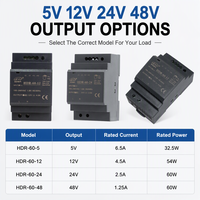 Alimentation électrique sur rail DIN ultra-mince LEYU HDR-60 60W AC DC 12V 24V pour l'automatisation industrielle et la maison intelligente, certifiée CE RoHS