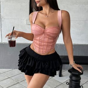 Women Bones Corset Bustier with Cup Lace up Transparent Mesh See Through Push up <strong>Bodice</strong> Shaper Corset Base <strong>Bra</strong> for Wedding Gown - Product Image 3