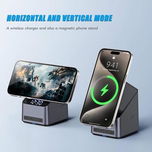 JJT-987 2026 Chargeur sans fil magnétique 3-en-1 pliable en ABS avec horloge, support de charge rapide 15W et chargeur sans fil 5W en aluminium pour téléphone - Product Image 2