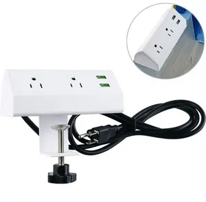 Desktop Mounted Power Sockets With 3 Outlets And 2 USB Ports /conference table edge mount socket