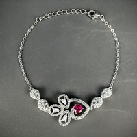 Fine Jewelry Light Luxus 925 Sterling Silber Rhodium Platte Dopulent Red Gem stone Ruby Charm Armband für Frauen Hochzeit