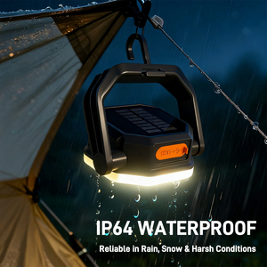 ไฟฉายพกพาสำหรับตั้งแคมป์กลางแจ้งแบบโซลาร์เซลล์ IP65 กันน้ำ วัสดุ ABS 160 LEDs พร้อมตะขอแม่เหล็ก ใช้ในบ้าน เต็นท์ ฉุกเฉิน ปรับความสว่างได้ - Product Image 4