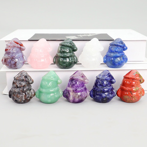 Bán Buôn Tinh Thể Tự Nhiên Giáng Sinh Người Tuyết 2 Inch Tay Khắc Mini Pha Lê Thủ Công Mỹ Nghệ Chữa Bệnh Đá Quý Cho Trang Trí Nội Thất Món Quà - Product Image 1