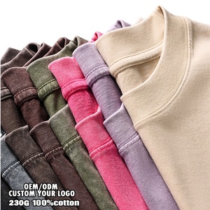 <span class=keywords><strong>T</strong></span>-Shirt Vintage con Logo Personalizzato, Effetto Lavaggio Acido, Cotone Pesante, Oversize, 100% Cotone per Uomo - Product Image 1