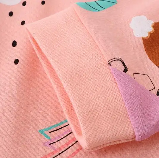 High Quality Long Sleeves Autumn Winter Baby Girls Dress Cartoon Print Wholesale Pink Cotton Kids Girls Dress Clothing