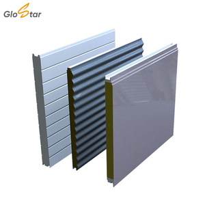 Panneaux sandwich en <span class=keywords><strong>laine</strong></span> <span class=keywords><strong>de</strong></span> roche avec bordure en PU ignifuge Glostar A1, isolation thermique, revêtement mural extérieur pour entrepôt moderne - Product Image 1