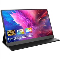 Monitor Portátil AHXJKA de 15.6 Pulgadas FHD IPS HDR 1080P 60Hz con Altavoces Integrados Dobles y Funda de Cuero para PC, Laptop y Consola de Juegos