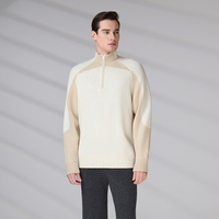 Fabricant de tricots sur mesure, pull OCS, automne-hiver, manches longues, cardigan à fermeture éclair 1/4, homme, 100% laine, pull tricoté
