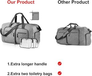 Wholesale Customized Size Lightweight Waterproof Polyester Zipper Closure Foldable Sport <b>Travel</b> <b>Clothes</b> Duffel Storage <b>Bag</b> - Product Image 2