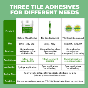 Eco-Friendly Fast-Curing Formaldehyde-Free Tile <b>Adhesive</b> Series for Bonding Hollow Ceramic Repair Work with No Demolition Needed - Product Image 2