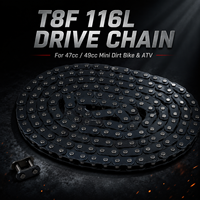 Cadena de transmisión T8F de 116 eslabones para motores de 2 tiempos de 43cc, 47cc, 49cc, 50cc, SSR SX50, Coolster, ATV, SYX, Moto, Holeshot, X-Pro, Mini Chopper, Pocket Bike