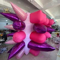 Sculpture d'art gonflable pour exposition d'art, festival de musique, boîte de nuit, décoration de fête, publicité, mur de épines gonflable rose