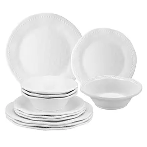 12pcs Casa melamina whiteware casalinghi materie prime set con cerchio tallone