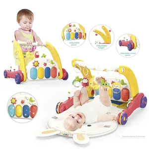 Marcheur de jouet multifonction pour bébé et tapis de jeu marcheurs de jouets de poussée/traction avec musique pour les tout-petits marcheur d'activité pour bébé