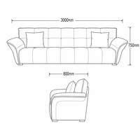 Nouvel Arrivage Canapé pour Salon, avec Support Cervical, Accoudoirs Courbes en Forme de Nuage, Rembourrage Textile Moelleux et Confortable, pour Condominium