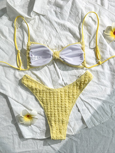Ensemble bikini texturé à bulles avec bretelles réglables, haut bandeau, maillot de bain deux pièces pour femme, séchage rapide, idéal pour l'été et la plage - Product Image 6