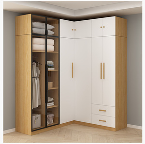 Armoire moderne en mélamine convertible en coin à 90 degrés en forme de L armoire à vêtements pliante simple pour atelier de chambre à coucher à 90 degrés - Product Image 3