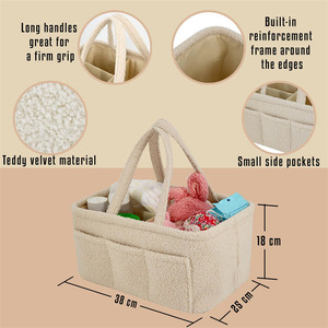 Portable <b>Storage</b> <b>Basket</b> Plush Baby Diaper Bag Washable Baby Diaper Caddy Organizer Mummy Bag Baby Diaper Caddy Organizer - Product Image 2