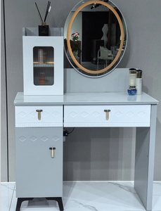 Modern Simple Bedroom Furniture Makeup <b>Dressing</b> <b>Table</b> <b>With</b> LED Light Mirror Multi <b>Storage</b> Drawers - Product Image 1