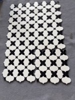 Mosaïque en marbre blanc et noir poli, pierre naturelle, design pour salle de bain, cuisine, salon, sol