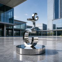 Escultura Moderna en Forma de C de Acero Inoxidable, Escultura Abstracta de Onda Grande para Exteriores, Escultura Metálica Personalizada para Decoración de Jardín o Plaza
