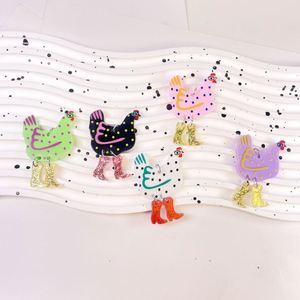 Accessoires de porte-clés DIY en acrylique, design botte haute, breloques créatives imprimées poule et poussin, ornement personnalisé, cadeau promotionnel - Product Image 1