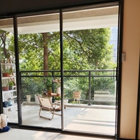 Porte coulissante en verre trempé à double vitrage ultra-mince en alliage d'aluminium durable, isolation thermique, pour appartement, villa, cuisine