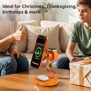 แท่นชาร์จไร้สาย 3 in 1 สำหรับ iPhone พร้อมไฟกลางคืนอุ่นๆ ชาร์จเร็ว 25W ระบบระบายความร้อนด้วยแม่เหล็ก AI TEC Magcold วัสดุโลหะผสม ขายส่ง - Product Image 1