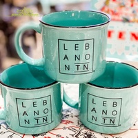 Tasses à café en céramique marbrée émaillée pour pique-nique et feu de camp, 15 oz, vierges, en gros, avec impression par sublimation, faible MOQ, Chine 2026