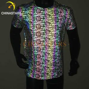 Usine directe tissu réfléchissant irisé d'arc-en-ciel reflétant sa foncé matériaux pour Salut vis vêtements de mode hommes gilet - Product Image 6