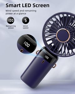 Ventilateur portable professionnel 4-en-1 pliable avec écran LED, inclinable à 90 degrés, à suspendre au cou, ventilateur de bureau USB, support de <span class=keywords><strong>téléphone</strong></span> portable, idéal pour un cadeau - Product Image 4