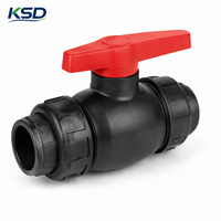Válvula de Control de Agua de Plástico con Núcleo de Acero de Alta Presión PN16 SDR11 con Certificación ISO CE, Serie de Válvulas de Bola HDPE