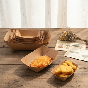 Wholesale <strong>Realpack</strong> Embossed Printed Custom Rectangle Disposable Brown Kraft Paper Pizza Food Tray - Product Image 4
