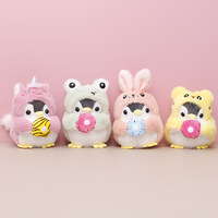 Boneka Penguin Kostum Kawaii dengan Donat, Boneka Unicorn Kelinci Katak Berpakaian, Bantal Peluk Lembut dan Halus, Hadiah untuk Anak