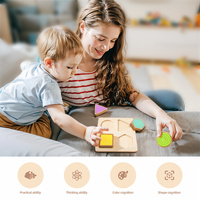 Jouets sensoriels Montessori pour enfants de 1 an - Trieur de formes en bois avec blocs en silicone texturés, ensemble cadeau pour développer la motricité fine des tout-petits