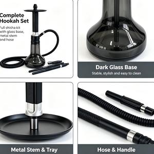 Kit Chicha Moderne Portable Noir Type Droit avec Tuyau, Foyer et Coffret Cadeau - Product Image 5