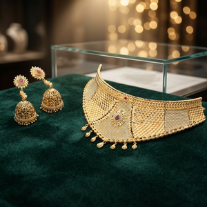Juego de Collares Gargantilla de Latón con Relleno de Oro de 14K, 18K, 24K al por Mayor, Diseño Tradicional, Conjunto de Joyería de Moda - Product Image 5
