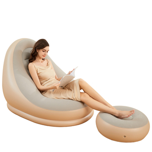 Hot Sale Relax Ball Flocking <strong>Lounge</strong> Inflatable <strong>Sofa</strong> Chair Lazy <strong>Air</strong> <strong>Sofa</strong> <strong>Bed</strong> Chair Floating <strong>Air</strong> Mattress <strong>Sofa</strong> Chair with Footrest - Product Image 2