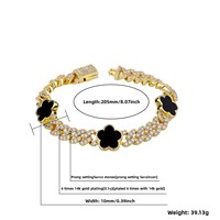 Bracelet cubain Hip-Hop à fleur à cinq pétales en zircon avec fermoir à ressort en fer, personnalisé, tendance INS, accessoire unisexe