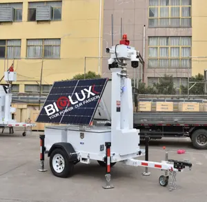 Mástil telescópico de 21 pies montado en remolque estándar BIGLUX US con remolque de vigilancia móvil con cámara 4 PTZ