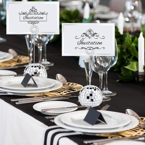DAMAI <b>Pink</b> And Silver <b>Disco</b> <b>Ball</b> Shape Place Card Holders with Silver And Gold Place Card for Weddings And Themed Parties - Product Image 4